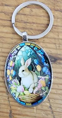 Victorian Trading Faux Stained Glass Bunny Rabbit Keychain 30P • $12.99