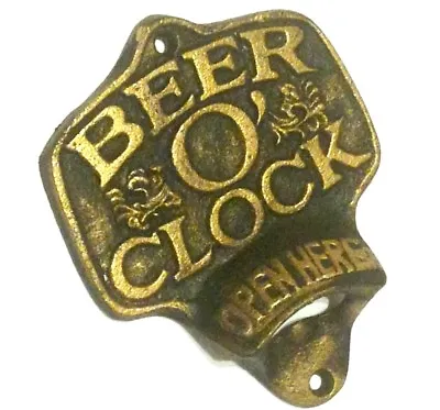Beer O'Clock Bottle Opener Metal Cast Iron New 5 1/2x4 Inches • $14.99