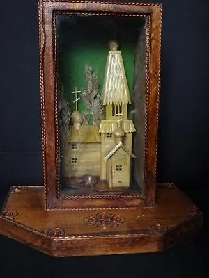Beautiful Miniature Straw Marquetry Church Church Marquetry • $45.95
