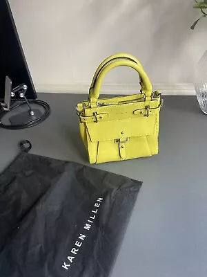 Genuine Quality Karen Millen 100% Patent Leather Yellow Small Bag With Dust Bag • £39.99
