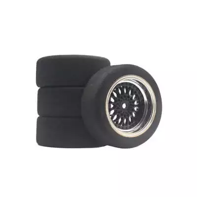 Powerhobby Mounted Foam Tires / Wheels (4) 1/10 Touring Car 9mm Offset Black • $19.94