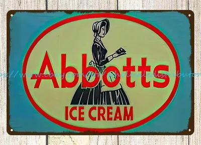 1950s ABBOTT'S ICE CREAM Metal Tin Sign Nostalgic Garage Shop • $18.88