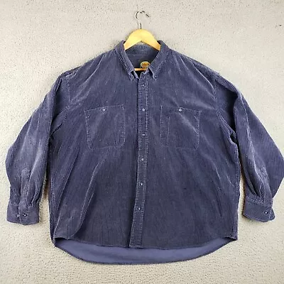 Vtg Cabela’s Button Down Relaxed Shirt Blue Corduroy Double Pocket Mens 2XL • $17.99