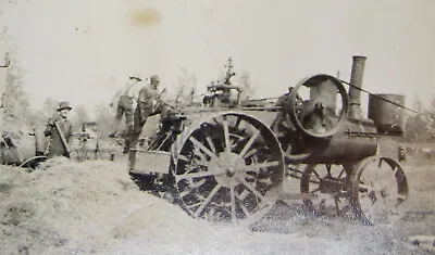 Vintage Miniature Farming Photo Of A Steam Engine Tractor Thresher ? 3 1/2  X 2  • $4.99