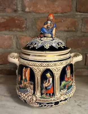 Vintage German Ironstone Ceramic - Marzi Remy - Humidor / Cookie Jar With Lid • $225