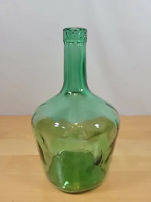 Antique Green 8  Wine Jug Viresa Glass Bottle Carbon Demijohn Terrarium Decor • $29.99