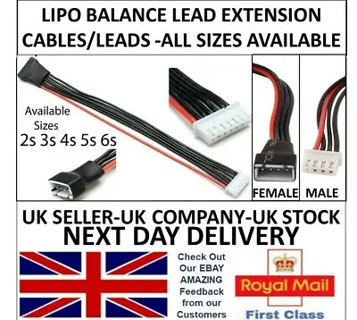 £11.95 • Buy Lipo Battery Balance Lead Extension Cable JST-XH 20cm 2s 3s 4s 5s 6s Li-po RC UK