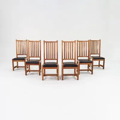 1990 Thomas Moser Mission-Style Dining Chairs W Cherry & Black Leather 12+ Avail • $695