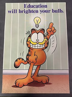 Vintage Garfield 19 X13.5  Poster Jim Davis Classroom Education Will Brighten • $20