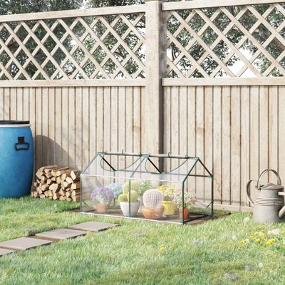 £17.99 • Buy Mini Greenhouse With 2 Windows, Plant Flower Herbs Growing, PVC Cover, Clear