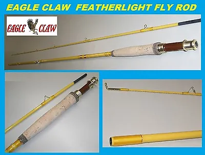 EAGLE CLAW Featherlight 4 Line Weight Fly Rod 2 Piece (Yellow 7') #FL300-7 • $34.99