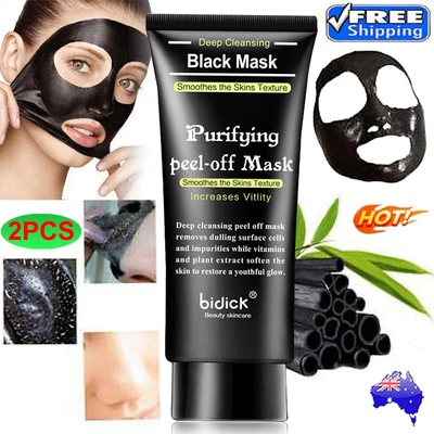 $8.99 • Buy 2PCS Face Mask Nose Blackhead Acne Pore Deep Remover Clean Peel Off Black Mud