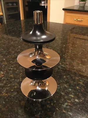 FRITZ NAGEL Mid-Century Modern 2 Chrome/Black Candle Holder Stackable W. Germany • $54.99