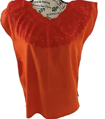 Embroidered Mexican Blouse Orange Tunic Top Cotton Blouse Small Blouse Top • $18.99