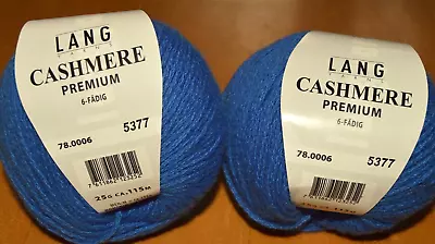 $39.95 • Buy LANG YARNS CASHMERE PREMIUM Wool 2 Skein Balls #78.0006 Blue