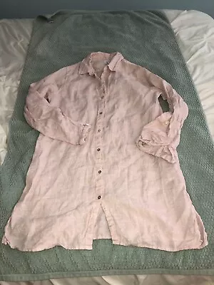 SIGRID OLSEN Shirt Womens Medium Button Up Blouse Top Long Sleeve Linen Beach • $9.99