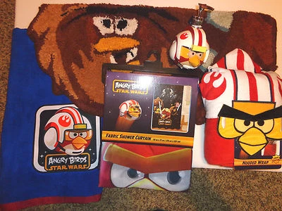 £48.44 • Buy  Angry Birds Star Wars Bath Set Rug Shower Curtain Soap Pump 2 Towels Bathroom