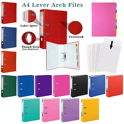 Colour Set Of A4 Lever Arch File + 10 / 20 Subject Divider + 100 Punched Pockets • £10.59