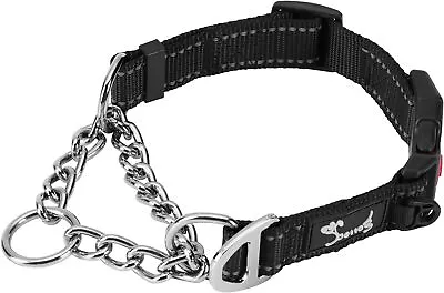 PETTOM Martingale Half Dog Choke Collar Safety Metal Chain Chew Proof Reflect • £16.95