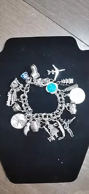 Vintage Sterling Silver Charm Bracelet With 18 Charms 70 Grams • $192.13