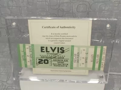 Elvis Presley Concert Ticket Unused 1977 | Certificate Of Authenticity Included • $140