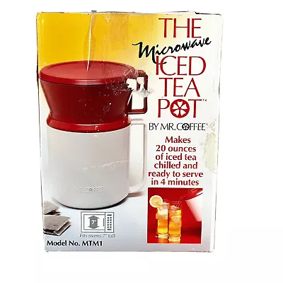 ICED TEA MAKER Vintage MR. COFFEE Microwave Brewing Pot Red & White  20 Oz • $25