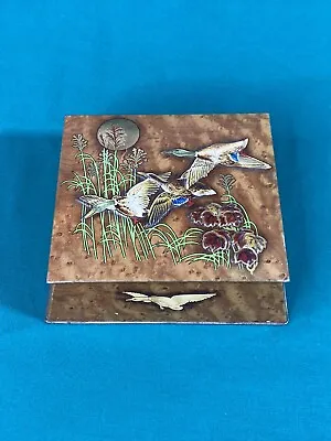 Vintage Duck Water Fowl Mallard Collectable Tin Container Box Cabin Decor • $7.50