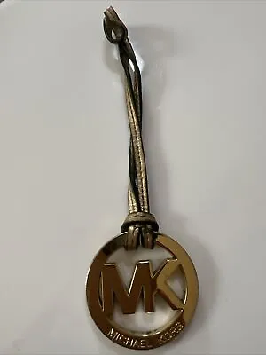 Michael Kors Gold Tone Bag Charm Fob Leather Loop Keychain • $14.99