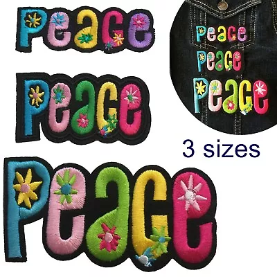 Peace Iron On Patch - World Peace Flower Power 70ies 70 Retro Iron-on Patches • $6.95