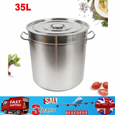 £47 • Buy 35L Large Deep Cooking Stock Pot Stainless Steel 201 With Lid - CATERING NEW