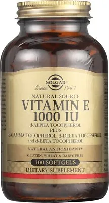 Solgar Vitamin E 1000 IU 100 Softgels D-Alpha Tocopherols & Mixed Tocopherols • $26.99