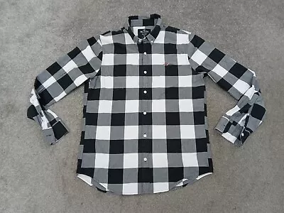 £9.99 • Buy HOLLISTER Mens Casual Shirt Black White Check Cotton Adult Size Medium