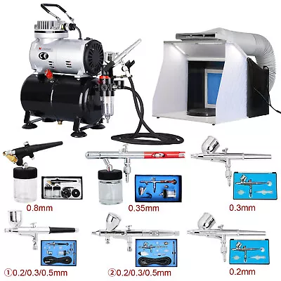 Voilamart Airbrush Kit With Compressor Dual Action Spray Gun Art Stencils Set • $118.74