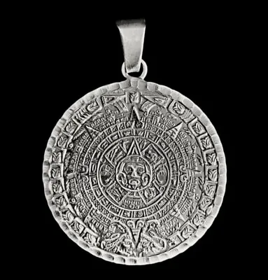 925 Sterling Silver Men's Womens Large Taxco Aztec Mayan Calendar Pendant Medal • $130