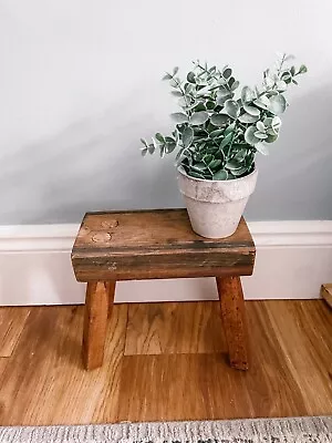 Chunky Heavy Rustic Reclaimed Wood Milking Stool - Small • £34.99