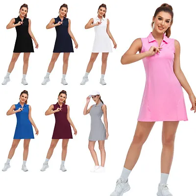 $33.08 • Buy Women Sleeveless Golf Polo Dress Shirt Collar Tennis Running Walking Work Top