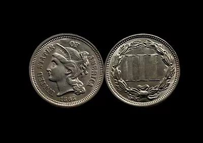 $199.99 • Buy 1865 Three Cent Nickel Piece 3C High Grade Choice Civil War Date US Coin