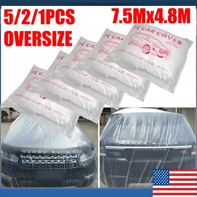 Clear Plastic Disposable Car Cover Temporary Universal Rain Dust Garage • $12.90