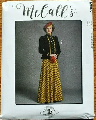 Mccalls Pattern 8077 Jacket Skirt History Costumes Misses Sizes 14 - 22  Uncut • $9.25