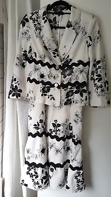 £25 • Buy Renato Nucci Dress And Jacket Black And White Linen Size 40