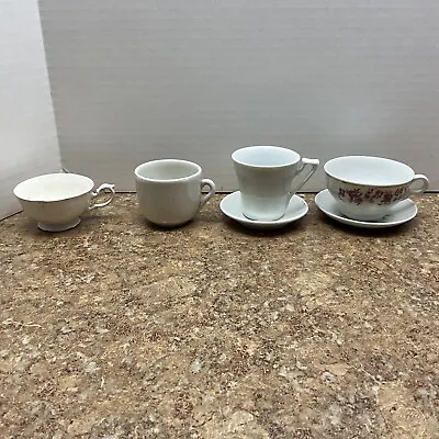 Vintage 4 Mini Tea Cups 2 With Saucers  Different Designs • $4