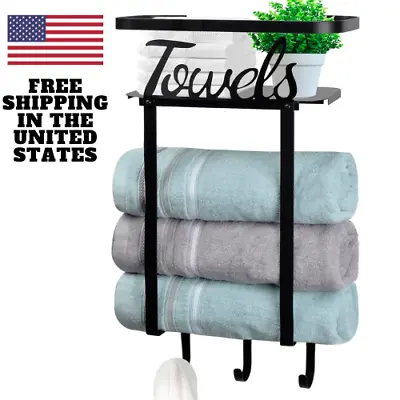 Wall Mounted Towel Rack Bathroom Organizer Floating Towel Shelf • $20.95