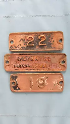 1918 Patent Date Cast Brass Underground Mining Locomotive Tags-Colorado • $10.50