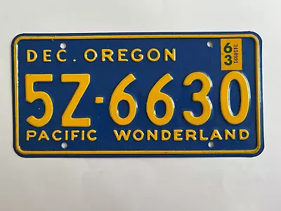 1963 Oregon License Plate Natural Sticker Pacific Wonderland  VG  Glossy NICE!! • $49.99