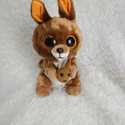 TY Kipper TYsilk Sparkle Eyes Kangaroo With Baby Beanie Boo Plush Stuffed Animal • $9.50