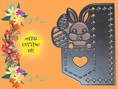 Easter Border Bunny In A Pocket Metal Cutting Die Rabbit Eggs Stars Pocket Craft • £6.65