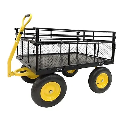 Heavy Duty Garden Cart Utility Metal Wagon With 2-in-1 Handle 1400lbs Capacity • $185.99