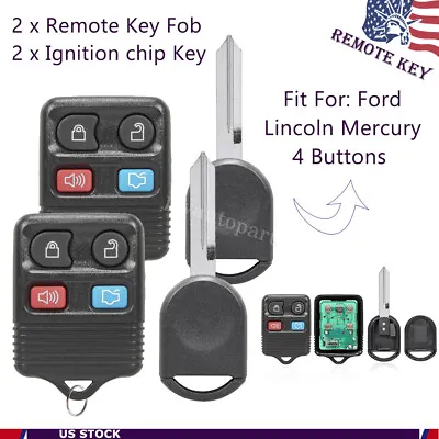 2 Replacement For 1998 1999 2000 2001 2002 Lincoln Town Car Key + Fob Remote • $12.85