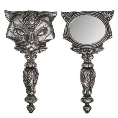 £17.99 • Buy Gothic Cat Hand Mirror Sacred Cat Make Up Medieval Alchemy Witch Handheld Mystic