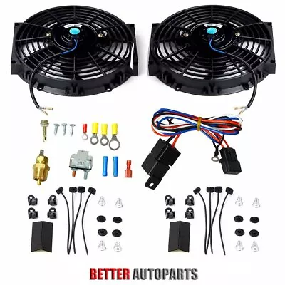 $59.75 • Buy Dual 10  Inch Universal Electric Radiator Cooling Fan&Thermostat Mount Kit Black